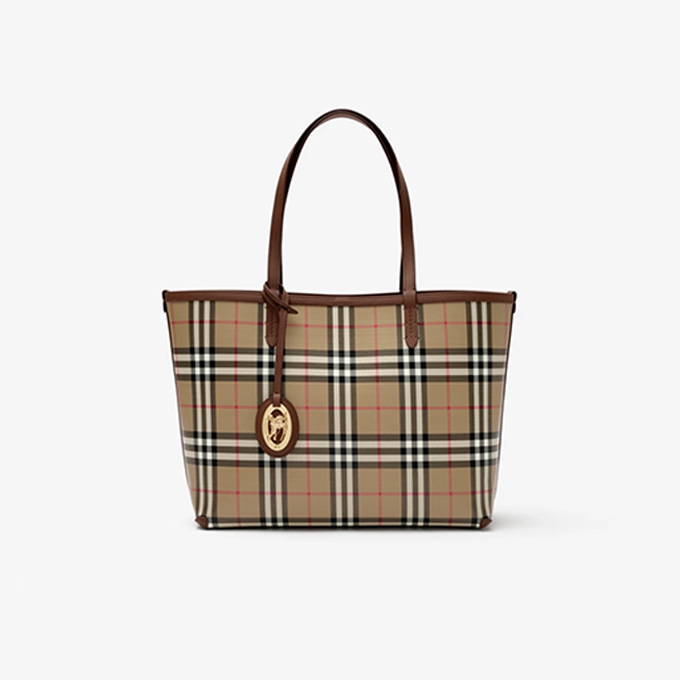 burberry house check coated canvas tote bag